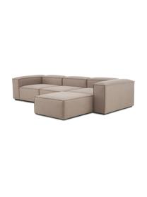 Divano componibile 4 posti con poggiapiedi Lennon, Rivestimento: 100% poliestere Con 115.0, Struttura: legno di pino massiccio, , Piedini: plastica, Tessuto marrone, Larg. 327 x Prof. 207 cm