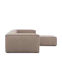 Canapé d'angle modulable 4 places avec pouf Lennon, Tissu brun, larg. 327 x prof. 207 cm