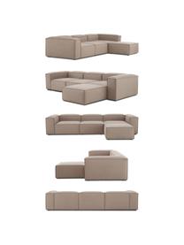 Divano componibile 4 posti con poggiapiedi Lennon, Rivestimento: 100% poliestere Con 115.0, Struttura: legno di pino massiccio, , Piedini: plastica, Tessuto marrone, Larg. 327 x Prof. 207 cm