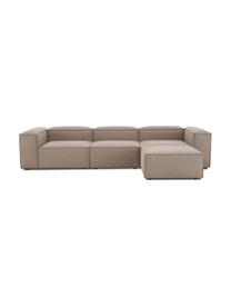 Canapé d'angle modulable 4 places avec pouf Lennon, Tissu brun, larg. 327 x prof. 207 cm