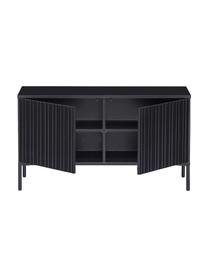 Meuble TV 2 portes façade en bois de pin nervuré Avourio, Bois de pin, larg. 100 x haut. 56 cm