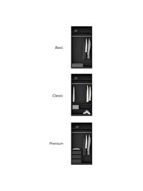Armario modular Simone, 2 puertas (100 cm), diferentes variantes, Estructura: aglomerado con certificad, Aspecto madera de nogal, negro, Interior Basic (Al 200 cm)