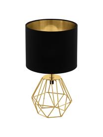 Kleine Nachttischlampe Phil-Gold, Lampenfuß: Metall, vermessingt, Schwarz, Goldfarben, Ø 17 x H 31 cm