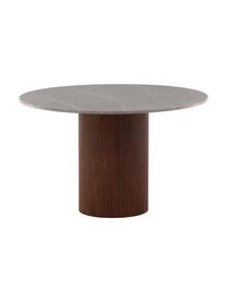 Table ronde avec plateau en marbre Austin, Ø 120 cm, Marbre gris, bois de frêne, Ø 120 x haut. 74 cm
