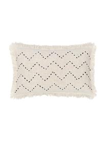 Poszewka na poduszkę z frędzlami i haftem w stylu boho Heli, 100% bawełna, Beżowy, S 30 x D 50 cm
