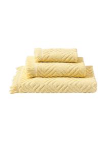 Set 3 asciugamani con motivo alto-basso Jacqui, Giallo chiaro, Set in varie misure