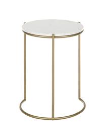 Set 2 tavolini in marmo Ella, Ripiani: marmo, Struttura: metallo verniciato a polv, Bianco marmorizzato, dorato, Set in varie misure