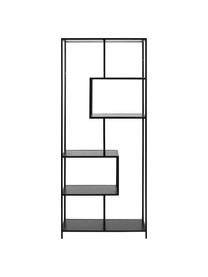 Scaffale in legno e metallo Seaford, Ripiani: pannello di fibra a media, Struttura: metallo verniciato a polv, Nero, Larg. 77 x Alt. 185 cm