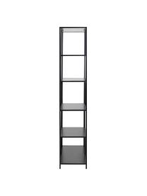 Scaffale in legno e metallo Seaford, Ripiani: pannello di fibra a media, Struttura: metallo verniciato a polv, Nero, Larg. 77 x Alt. 185 cm