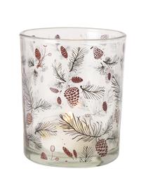 Windlichter-Set Pino, 4-tlg., Glas, bedruckt, lackiert, Weiß, Transparent, Braun, Set mit verschiedenen Größen