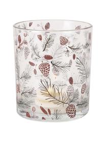 Windlichter-Set Pino, 4-tlg., Glas, bedruckt, lackiert, Weiß, Transparent, Braun, Set mit verschiedenen Größen