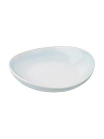 Handgemachte Suppenteller Amalia mit effektvoller Glasur, 2 Stück, Porzellan, Hellblau, Cremeweiß, Ø 20 cm