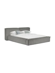 Čalúnená posteľ s úložným priestorom Lennon, Menčestrová sivá, Š 200 x D 200 cm