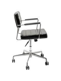 Krzesło biurowe ze sztucznej skóry Dottore, obrotowe, Tapicerka: sztuczna skóra (100% tkan, Stelaż: stal chromowana, Czarny, chrom, S 44 x G 50 cm