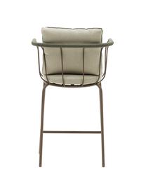 Chaise de bar de jardin avec assise rembourrée Jay, Tissu beige, brun, larg. 59 x prof. 53 cm