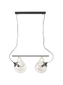 Sklenená guľová závesná lampa Drea, Čierna, mosadzné odtiene, Ø 18 x V 150 cm