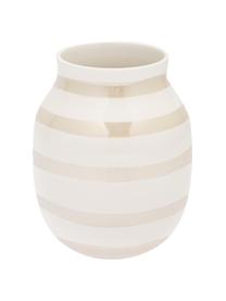 Handgefertigte Design-Vase Omaggio, medium, Keramik, Weiß, Perlmuttfarben, Ø 17 x H 20 cm