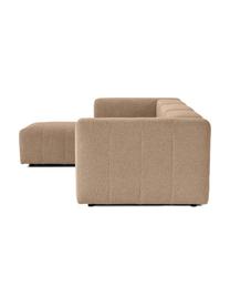 Sofa modułowa bouclé z pufem Lena (4-osobowa), Tapicerka: bouclé (93% poliester, 6%, Stelaż: drewno sosnowe, sklejka, , Nogi: tworzywo sztuczne, Piaskowy bouclé, S 284 x G 181 cm
