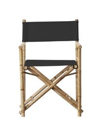 Krzesło ogrodowe z drewna bambusowego z tapicerowanym siedziskiem Mandisa, Stelaż: drewno bambusowe, Tapicerka: płótno żaglowe, Drewno bambusowe, czarny, S 58 x G 44 cm