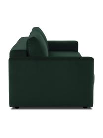 Divano letto 3 posti in velluto  con contenitore Tasha, Rivestimento: velluto (100% poliestere), Struttura: legno di pino massiccio, , Piedini: materiale sintetico, Velluto verde, Larg. 235 x Prof. 100 cm