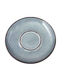 Taza artesanal con platillo Nordic Sea, 2 pzas., Gres, Tonos grises y azules, Ø 11 x Al 5 cm, 250 ml