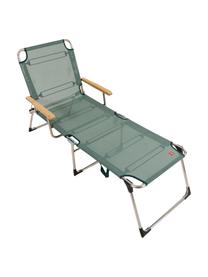 Gartenliege Amigo mit Armlehne, Gestell: Aluminium, Bezug: Kunststoffgewebe (wetterf, Armlehnen: Robinienholz, naturbelass, Salbei, Robinienholz, L 190 x B 69 cm