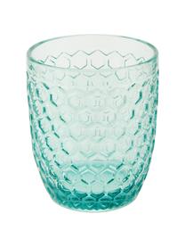 Set 6 bicchieri acqua con motivo in rilievo Geometrie, Vetro, Blu, verde, grigio, rosa, giallo oro, trasparenti, Ø 8 x Alt. 10 cm, 240 ml
