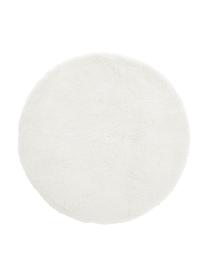 Pluizig rond hoogpoolig vloerkleed Leighton in crèmekleur, Onderzijde: 70% polyester, 30% katoen, Crèmekleurig, Ø 150 cm (maat M)