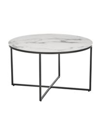 Table basse en verre marbré Antigua, Blanc-gris marbré, noir, Ø 80 x haut. 45 cm
