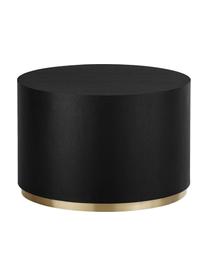 Table basse ronde Clarice, Corps : bois de frêne, noir laqué Pied : couleur dorée, Ø 60 cm