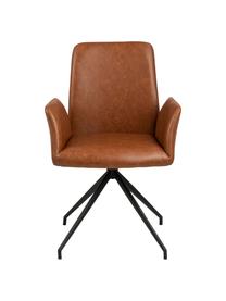 Kunstleder-Drehstuhl Naya, Bezug: Kunstleder (Polyurethan) , Beine: Metall, beschichtet, Kunstleder Cognac, B 59 x T 59 cm