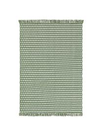 Alfombra de interior/exterior con flecos Morty, 100% poliéster (PET reciclado), Verde, Off White, An 80 x L 150 cm (Tamaño XS)