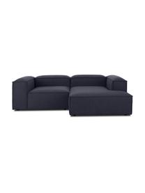 Narożna sofa modułowa Lennon, Tapicerka: 100% poliester Dzięki tka, Stelaż: lite drewno sosnowe, cert, Nogi: tworzywo sztuczne Nogi zn, Ciemnoniebieska tkanina, S 238 x G 180 cm, lewostronna