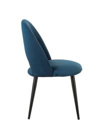 Chaise rembourrée en velours bleu Rachel, Velours bleu foncé, larg. 53 x prof. 57 cm