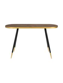Konzolový stolek s oválnou deskou Denise, Jasanové dřevo, zlatá, Š 121 cm, H 41 cm