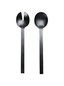 Cubiertos para ensalada Topina, 2 pzas., Acero inoxidable, recubierto, Negro mate, L 16 cm