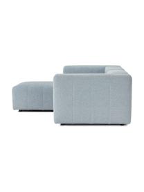 Modulaire bouclé bank Lena (3-zits) met kruk, Bekleding: bouclé (93% polyester, 6%, Frame: grenenhout, multiplex, ha, Poten: kunststof, Bouclé lichtblauw, B 209 x D 181 cm
