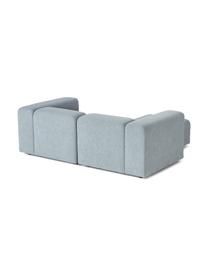 Modulaire bouclé bank Lena (3-zits) met kruk, Bekleding: bouclé (93% polyester, 6%, Frame: grenenhout, multiplex, ha, Poten: kunststof, Bouclé lichtblauw, B 209 x D 181 cm