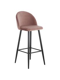 Krzesło barowe z aksamitu Amy, Tapicerka: aksamit (poliester) Dzięk, Nogi: metal malowany proszkowo, Aksamitny blady różowy, S 45 x W 103 cm