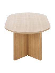 Mesa de centro ovalada de madera Toni, Tablero de fibras de densidad media (MDF) chapado en madera de fresno pintado, Madera clara, An 100 x Al 35 cm