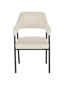 Silla con reposabrazos de terciopelo Zoe, Tapizado: terciopelo (poliéster) Al, Estructura: metal con pintura en polv, Terciopelo blanco crema, An 56 x F 62 cm