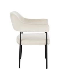 Silla con reposabrazos de terciopelo Zoe, Tapizado: terciopelo (poliéster) Al, Estructura: metal con pintura en polv, Terciopelo blanco crema, An 56 x F 62 cm