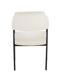 Krzesło z podłokietnikami z aksamitu Zoe, Tapicerka: aksamit (poliester) Dzięk, Kremowobiały aksamit, S 56 x G 62 cm