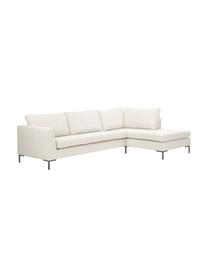 Sofa narożna z metalowymi nogami Luna, Tapicerka: 100% poliester Dzięki tka, Stelaż: lite drewno bukowe, Nogi: metal galwanizowany, Beżowa tkanina, S 280 x G 184 cm, prawostronna