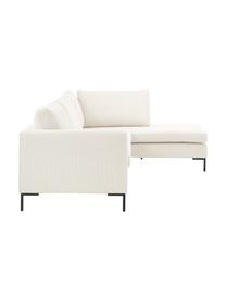 Sofa narożna z metalowymi nogami Luna, Tapicerka: 100% poliester Dzięki tka, Stelaż: lite drewno bukowe, Nogi: metal galwanizowany, Beżowa tkanina, S 280 x G 184 cm, prawostronna