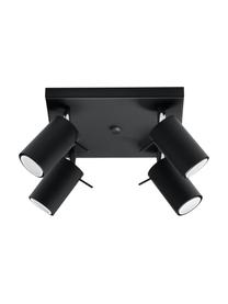 Faretti da soffitto piccoli Etna, Paralume: acciaio verniciato, Baldacchino: acciaio verniciato, Nero, Larg. 25 x Alt. 15 cm