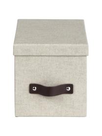 Caja Kristina II, 2 uds., Caja: canvas, cartón rígido (10, Asa: cuero, Beige, An 14 x Al 15 cm
