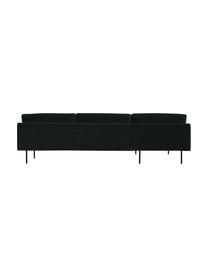 Canapé d'angle en velours et pieds en métal Moby, Velours vert foncé, larg. 280 x prof. 160 cm, méridienne à gauche