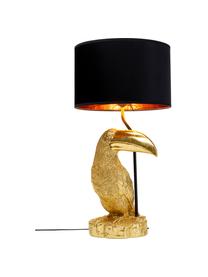 Große Tischlampe Toucan aus vergoldetem Kalkstein, Lampenfuß: 55% Kalkstein, 45% Polyre, Goldfarben, Schwarz, Ø 38 x H 70 cm