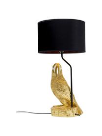 Grote tafellamp Toucan van vergulde kalksteen, Lampvoet: 55% kalksteen, 45% polyre, Zwart, goudkleurig, Ø 38 x H 70 cm